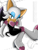 Size: 678x889 | Tagged: safe, artist:lightningchaos20, rouge the bat, bat, 2012, abstract background, cleavage, clothes, female, head rest, legs crossed, lidded eyes, looking at viewer, rouge's heart top, sitting, smile, smiling at viewer, solo, white background