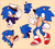 Size: 1200x1080 | Tagged: safe, artist:fizzieskittle, sonic the hedgehog, chao, the murder of sonic the hedgehog, 2025, agender, character chao, chest fluff, chili dog, clothes, coat, duo, food, hat, heart, holding something, male, smile, sonic chao, sparkles, standing, star (symbol), treads, v sign, wagging tail, waving, yellow background