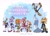 Size: 2048x1495 | Tagged: safe, artist:moonflo49912256, amy rose, blaze the cat, cream the rabbit, rouge the bat, tangle the lemur, tikal, whisper the wolf, bat, cat, echidna, hedgehog, lemur, rabbit, wolf, 2022, cute, english text, eyes closed, female, females only, gradient background, group, hand on foot, lidded eyes, looking at viewer, mouth open, one fang, open smile, smile, tail stand, text, wink, women's day