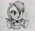 Size: 2048x1791 | Tagged: safe, artist:ch1b1k0, sally acorn, chipmunk, 2026, clenched fists, digital static, female, greyscale, looking at viewer, monochrome, pencilwork, signature, smile, smiling at viewer, solo, traditional media, weapon