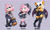 Size: 1822x1100 | Tagged: safe, artist:dstears, amy rose, rouge the bat, bat, hedgehog, big breasts, bow, breasts, clothes, dress, duo, female, goth, goth amy, goth rouge, gothic amy, gothic lolita, hammer, hat, lolita, looking at viewer, open mouth, open smile, smile, smiling at viewer, sonic speed simulator, standing, umbrella