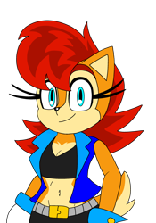 Size: 2030x2908 | Tagged: safe, artist:nerdy-boi-mochi-1998, chipmunk, 2026, alternate universe, clothes, female, looking at viewer, sally's ringblader outfit, smile, smiling at viewer, solo, transparent background