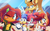 Size: 1680x1050 | Tagged: safe, artist:risziarts, manik acorn, sonia acorn, oc, oc:ruby the echidna, chipmunk, coyote, echidna, hedgehog, rabbit, 2024, belle d'coolette, brother and sister, building, child, daytime, ear piercing, female, glasses, group, holding something, indoors, jacques d'coolette, looking at viewer, male, open smile, parent:antoine, parent:bunnie, parent:knuckles, parent:rouge, parent:sally, parent:sonic, parents:buntoine, parents:knuxouge, parents:sonally, piercing, pose, selfie, siblings, smile, smiling at viewer, teenager, tongue out, v sign, wink