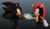 Size: 1280x735 | Tagged: safe, artist:returnofsteely, mighty the armadillo, shadow the hedgehog, armadillo, hedgehog, 2026, 3d, clenched fist, duo, friendship, frown, gradient background, holding hands, looking at each other, male, smile, standing