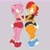 Size: 3000x3000 | Tagged: suggestive, artist:emeraldfever, artist:emeraldlustnsfw, amy rose, sally acorn, chipmunk, hedgehog, blush, blushing, busty amy, busty sally, butt grab, duo female, female, sally's ringblader outfit, shorts, sports bra, tank top