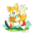Size: 1700x1700 | Tagged: safe, artist:aryels, miles "tails" prower, fox, frown, holding something, looking at something, male, solo, treads