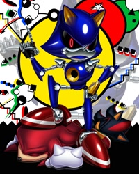 Size: 1600x2000 | Tagged: safe, artist:oneloafposting, knuckles the echidna, metal sonic, shadow the hedgehog