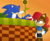 Size: 3270x2694 | Tagged: safe, artist:williamceleste-arts, sally acorn, sonic the hedgehog, chipmunk, hedgehog, green hill zone, 2024, afternoon, archie sonic the hedgehog, duo, eyes closed, female, flower, looking at them, lying down, lying on side, male, sally x sonic, sally's ringblader outfit, shipping, straight, sunflower, sunset