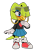 Size: 1280x1707 | Tagged: safe, artist:dragon22551, tekno the canary, bird, the murder of sonic the hedgehog, 2023, blushing, clothes, ear piercing, earring, eyewear on head, looking offscreen, mouth open, shirt, simple background, skirt, smile, solo, standing, style emulation, sunglasses, tmosth style, transparent background