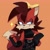 Size: 1590x1590 | Tagged: safe, artist:mintywhisker, fiona fox, fox, 2026, archie sonic the hedgehog, bow, female, hair bow, hand on hip, lidded eyes, looking offscreen, orange background, simple background, smile, smirk, solo, sparkles, standing