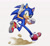 Size: 1280x1170 | Tagged: safe, artist:bzart55, sonic the hedgehog, hedgehog, sonic adventure 2, 2025, dust clouds, finger under nose, looking at viewer, male, redraw, running, signature, smile, soap shoes, solo, treads