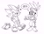 Size: 2048x1583 | Tagged: safe, artist:paultbone4, shadow the hedgehog, surge the tenrec, barefoot, dialogue, duo, female, hand on hip, line art, looking at something, looking at them, looking down, male, question mark, shoe swap, simple background, speech bubble, treads, white background