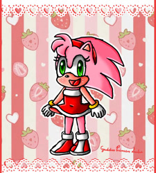 Size: 450x500 | Tagged: safe, artist:goddessprincesslulu, amy rose, hedgehog, amy's halterneck dress, classic amy, classic sonic (universe), clothes, dress, female