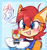 Size: 1500x1600 | Tagged: safe, artist:syrcaii, sally acorn, chipmunk, 2026, blushing, cute, female, happy, holding something, looking at something, plush, sally's ringblader outfit, simple background, solo, stuffed animal, watermark