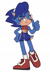 Size: 1440x2048 | Tagged: safe, artist:jadepesky, sonia acorn, chipmunk, 2026, female, hand on hip, looking at viewer, parent:sally, parent:sonic, parents:sonally, pose, redesign, simple background, smile, smiling at viewer, solo, standing, teenager, thump up, white background