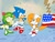 Size: 4000x3000 | Tagged: safe, artist:emeraldz, cosmo the seedrian, miles "tails" prower, sonic the hedgehog, hedgehog, seedrian, adventures of sonic the hedgehog, 2026, 4th of july, alternate version, american flag, country flag, daytime, eyes closed, female, grin, looking at them, looking offscreen, male, pose, redraw, salute, smile, standing, trio