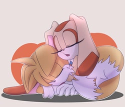 Size: 2048x1756 | Tagged: safe, artist:_ra_fox_, cream the rabbit, miles "tails" prower, cream x tails, shipping