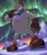 Size: 3000x3500 | Tagged: safe, artist:aurumsmii, bark the polar bear, bear, polar bear, 2022, aurora borealis, blood, breath, fighting, hat, looking offscreen, male, nighttime, outdoors, scarf, shadow (lighting), snow, solo, standing, star (sky)