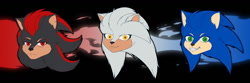 Size: 1280x427 | Tagged: safe, artist:infestedwraith, shadow the hedgehog, silver the hedgehog, sonic the hedgehog