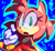 Size: 790x734 | Tagged: safe, artist:oichum, amy rose, hedgehog, 2026, blue background, clothes, dress, eyelashes, female, looking at viewer, mouth open, signature, simple background, solo female