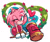 Size: 1411x1177 | Tagged: safe, artist:soramotsuchi, amy rose, hedgehog, 2026, blushing, female, flower, hammer, heart, holding something, piko piko hammer, rose, signature, smile, solo, wink