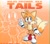 Size: 1700x1500 | Tagged: safe, artist:galaxy_cowboy, miles "tails" prower, fox, 2022, alternate version, character name, echo background, english text, gradient background, male, mouth open, open smile, outline, redesign, smile, solo, standing, text, v sign, white outline