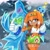 Size: 2048x2048 | Tagged: safe, artist:shadsonline, chaos, cheese (chao), tikal, chao, echidna, sonic adventure, 2026, agender, chaos emerald, clouds, female, holding something, lidded eyes, looking at viewer, neutral chao, on head, rain, smile, standing, trio, water