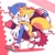 Size: 2048x2048 | Tagged: safe, artist:rexin, miles "tails" prower, sonic the hedgehog, 2016, :o, abstract background, blushing, duo, gay, heart, hugging, hugging from behind, looking at each other, mid-air, mouth open, one eye closed, open smile, shipping, sonic x tails, surprise hug, surprised