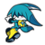 Size: 1500x1500 | Tagged: safe, artist:xc_the_foxy, kit the fennec, fox, fennec, frown, lidded eyes, looking at viewer, looking back, looking back at viewer, male, outline, signature, simple background, solo, style emulation, transparent background, treads, uekawa style, white outline