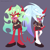 Size: 2048x2048 | Tagged: safe, artist:kanayanga, demon, duo, glasses, grey background, hand on hip, hands on hips, holding something, kneesocks daemon (psg), mobianified, panty and stocking with garterbelt, scanty daemon (psg), simple background