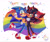 Size: 2048x1707 | Tagged: safe, artist:applestrubelle, shadow the hedgehog, sonic the hedgehog, 2026, bi sonic, bisexual, bisexual pride, confetti, duo, english text, face paint, frown, gay, gay shadow, heart, holding something, lidded eyes, looking at viewer, mlm pride, pride, pride flag, pride month, shadow x sonic, shipping, smile, standing, standing on one leg, text, wink
