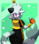 Size: 1600x1821 | Tagged: safe, artist:amiralsei, tangle the lemur, lemur, 2026, female, from behind, hand up, looking at viewer, looking back, looking back at viewer, mouth open, open smile, smile, solo, sparkles, standing, thumbs up