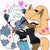 Size: 1254x1254 | Tagged: safe, artist:isaahvieiraa2010, tangle the lemur, whisper the wolf, hedgehog, wolf, 2026, alternate outfit, blushing, clothes, cute, eyes closed, female, fully clothed, happy, heart, idw sonic the hedgehog, kiss, kiss on cheek, lesbian, one eye closed, pants, quartet, shipping, shirt, shorts, simple background, t-shirt, tangle x whisper