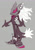 Size: 1426x2048 | Tagged: safe, artist:linnytheseagull, infinite the jackal, jackal, 2025, arms out, flat colors, grey background, looking at viewer, male, phantom ruby, signature, simple background, solo, standing