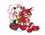 Size: 1920x1515 | Tagged: safe, artist:quaverdraws, gadget the wolf, lanolin the sheep, sheep, wolf, 2026, bandage, barefoot, duo, eyes closed, female, gadget x lanolin, glasses, heart, male, shipping, simple background, sitting, straight, white background, wound, wraps