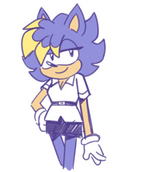 Size: 443x492 | Tagged: safe, artist:jadeyarts, bernadette hedgehog, hedgehog, female, hand on hip, lidded eyes, simple background, smile, solo, white background