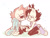 Size: 684x525 | Tagged: safe, artist:jadeyarts, nicole the hololynx, sally acorn, duo, female, holding hands, kneeling, looking at them