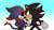 Size: 1280x708 | Tagged: safe, artist:firestormfoxcinder, eclipse the darkling, shadow the hedgehog, hedgehog, black sclera, darkling, duo, gradient background, looking at each other, male, pointing, scolding