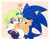Size: 1280x1002 | Tagged: safe, artist:xxlovelyrose95xx, sonic the hedgehog, oc, oc:mint the hedgehog, hedgehog, 2026, blushing, border, clenched teeth, duo, eye clipping through hair, eyes closed, female, floppy ear, heart, hugging, lidded eyes, male, smile