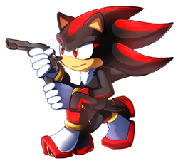 Size: 1024x924 | Tagged: safe, artist:proboom, shadow the hedgehog, hedgehog, 2015, crouching, frown, gun, holding something, looking offscreen, male, meme, simple background, solo, transparent background, weapon
