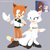 Size: 1280x1280 | Tagged: safe, artist:kanayanga, cat, disney, duchess (the aristocats), duo, female, grey background, looking at each other, male, mobianified, mouth open, open smile, reference inset, simple background, smile, smiling at each other, the aristocats, thomas o'malley (the aristocats)