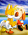 Size: 700x882 | Tagged: safe, artist:bbmbbf, cream the rabbit, miles "tails" prower, fox, rabbit, 2008, all fours, beach, clam, clothes, clouds, crab, cream x tails, cream's dress, daytime, dress, duo, eyes closed, female, kiss, kiss on lips, kneeling, lidded eyes, literal animal, looking at them, male, outdoors, shell, shipping, sitting, straight, water