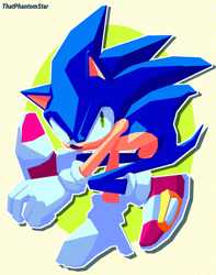 Size: 1280x1622 | Tagged: safe, artist:thatphantomstar, sonic the hedgehog, hedgehog, 2026, eyestrain, lineless, looking at viewer, male, outline, posing, solo