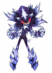 Size: 1473x2048 | Tagged: safe, artist:haako_060, mephiles the dark, hedgehog, 2026, looking at viewer, male, red sclera, signature, simple background, solo, standing, white background
