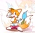 Size: 2048x1947 | Tagged: safe, artist:soihanp, miles "tails" prower, classic tails, echo background, salute, signature, solo