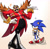 Size: 2000x1979 | Tagged: safe, artist:siggiedraws, robotnik, sonic the hedgehog, hedgehog, human, 2026, clothes, duo, duo female, female, females only, frown, gender swap, gradient background, hand on hip, mouth open, open smile, signature, smile, sonic is not amused, squiggle, tapping foot, unamused