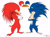 Size: 1600x1192 | Tagged: safe, artist:gunzcon, knuckles the echidna, sonic the hedgehog, echidna, hedgehog, 2017, arm fluff, arms folded, barefoot, claws, cracking knuckle, duo, duo male, ear fluff, eyebrow fluff, flat colors, gloves off, looking at viewer, looking offscreen, male, males only, paws, redesign, simple background, smile, smiling at viewer, sonic and knuckles (1994), white background