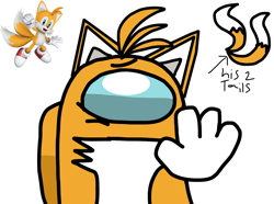 Size: 1396x1040 | Tagged: safe, artist:tjf, miles "tails" prower, among us, crossover, waving