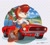 Size: 3383x3035 | Tagged: safe, artist:azul35art, sally acorn, chipmunk, 2025, car, clothes, clouds, daytime, english text, eyes clipping through hair, female, ford, ford mustang, glasses, holding something, leaning on something, looking at viewer, muscle car, ocean, palm tree, pose, road, shirt, shoes, shorts, smile, smiling at viewer, solo, sunglasses, vehicle, water