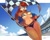 Size: 4096x3269 | Tagged: suggestive, artist:azul35art, sally acorn, chipmunk, 2025, bikini, checkered flag, clothes, clouds, daytime, female, flag, grid girls, holding something, jacket, looking at viewer, open mouth, open smile, pose, racetrack, smile, smiling at viewer, solo, standing